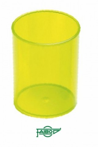 cubilete de plastico 78 mm. diametro x 100 mm. alto transparente amarillo faibo 205-20