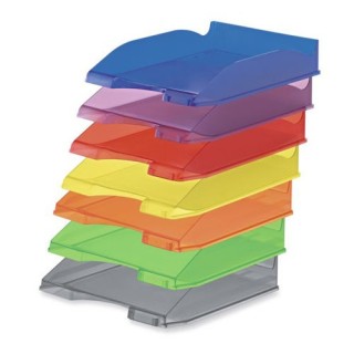 bandeja apilable de plastico 350x250x65 mm. color rojo translucido faibo 93tr-63