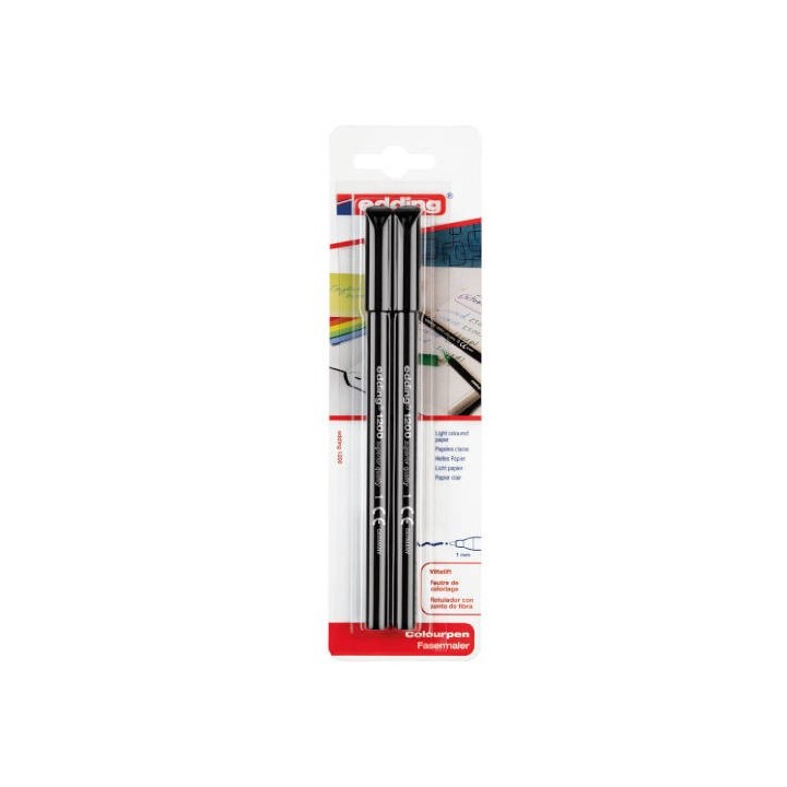 blister 2 rotuladores 1200 negro edding e-1200/2-01