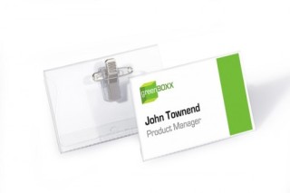caja de 50 identificadores pinza y alfiler pvc 54x90 durable 8101-19
