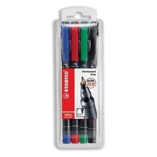 estuche 4 marcadores permanente p.media surtido ohpen universal 1mm. stabilo 843/4
