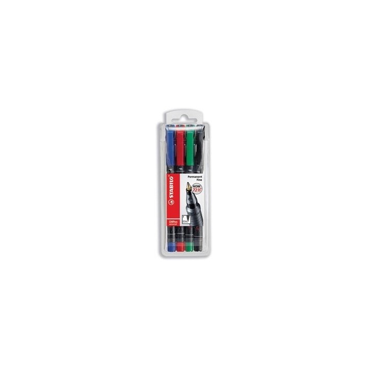 estuche 4 marcadores permanente p.media surtido ohpen universal 1mm. stabilo 843/4