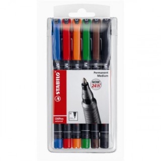 estuche 6 marcadores permanente p.media surtido ohpen universal 1mm. stabilo 843/6