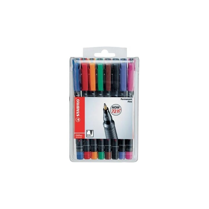 estuche 8 marcadores permanente p.media surtido ohpen universal 1mm. stabilo 843/8