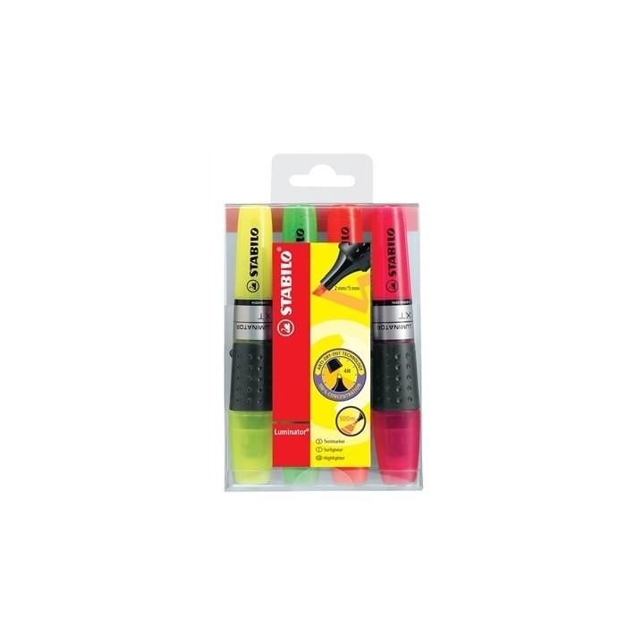 estuche 4 marcadores fluorescentes luminator trazo 2/5mm. stabilo 71/4