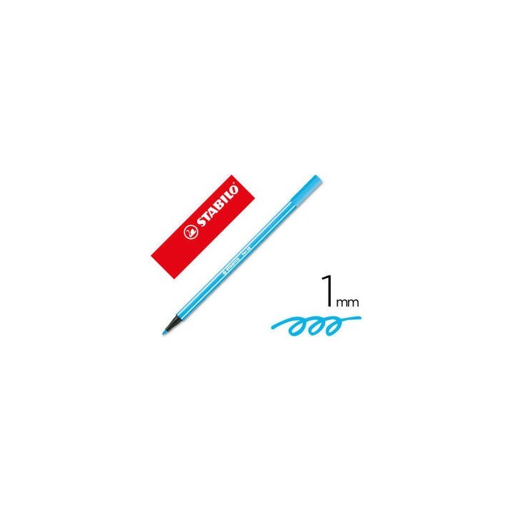 rotulador premium con punta de fibra biselada pen 68 max color azul celeste stabilo 768/57