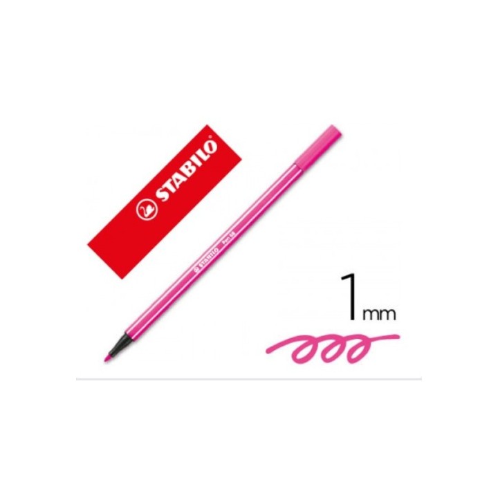rotulador premium con punta de fibra biselada pen 68 max color rosa stabilo 768/56