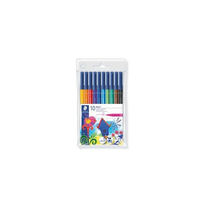 estuche 10 rotuladores noris club punta fibra simetrica surtidos staedtler 326 wp10