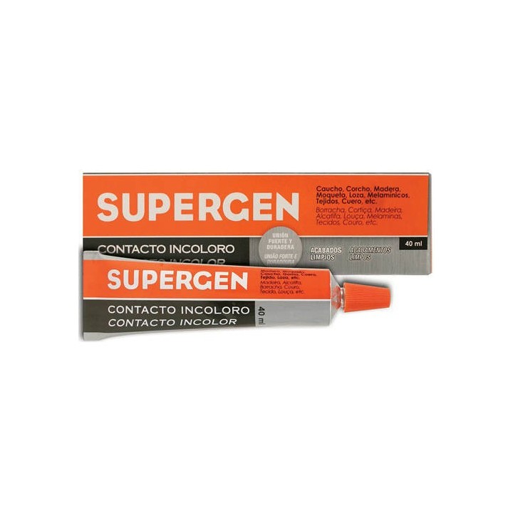 adhesivo de contacto incoloro en tubo tipo clasico 40ml. supergen 62601-00000-04