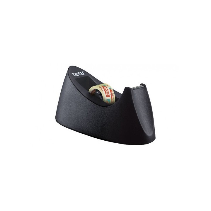 dispensador sobremesa portarrollos easy cut curve antideslizante + 1 rollos 19mm.x10m. negro tesa 53