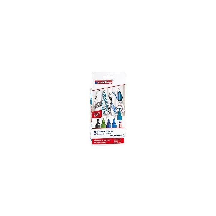 pack 5 marcadores textiles. colores frios. edding 4500-5-s-099