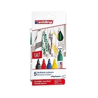 pack 5 marcadores para textiles. edding 4500-5-s