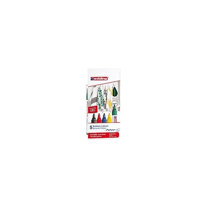 pack 5 marcadores para textiles. edding 4500-5-s