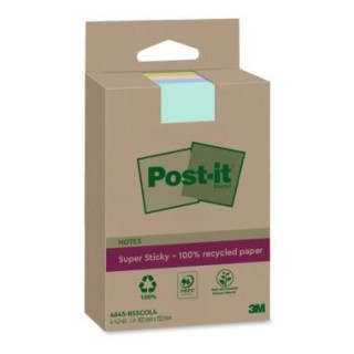 pack 4 blocs 45 hojas notas recicladas adhesivas 102x152mm super sticky colores surtidos con lineas