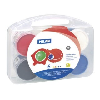 milan maletin 6 tarros de pintura para dedos de colores 100 ml