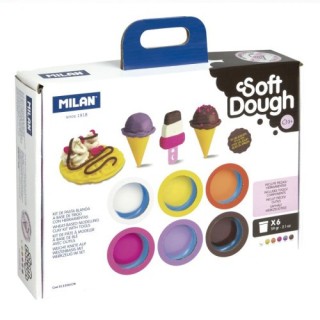 maletin 6 botes pasta blanda soft dough de 59gr + herramientas helados y gofres milan 913306icw