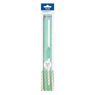 regla 30 cm transparente serie new look, verde milan 353801nl