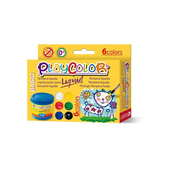 liqquid 40ml. en 6 colores surtidos + pincel playcolor 19931