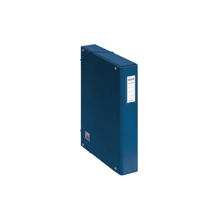 cajas de proyectos carton forrado lomo de 5 cm azul con etiqueta 245x350x50 dohe 09728