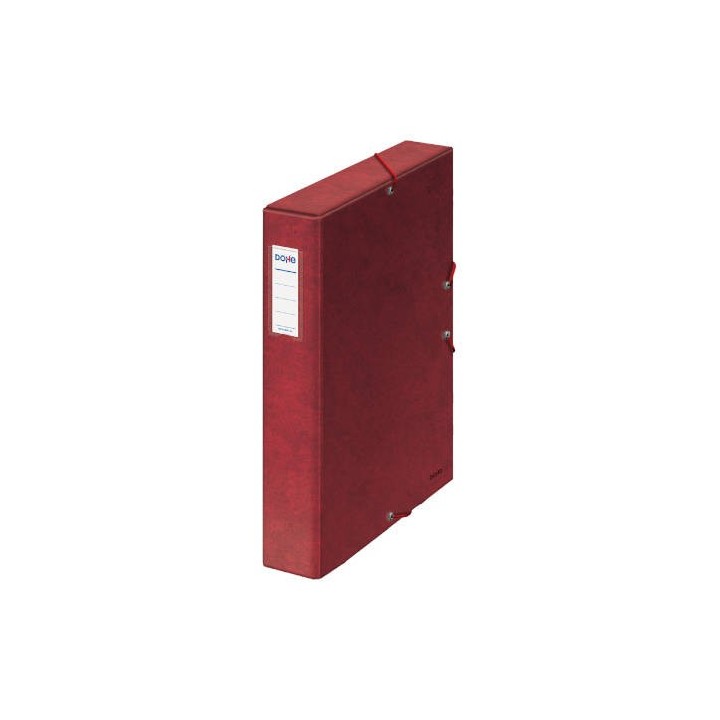cajas de proyectos carton forrado lomo de 5 cm rojo con etiqueta 245x350x50 dohe 09729