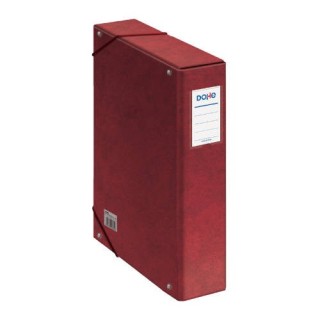 cajas de proyectos carton forrado lomo de 7 cm rojo con etiqueta 245x350x70 dohe 09737