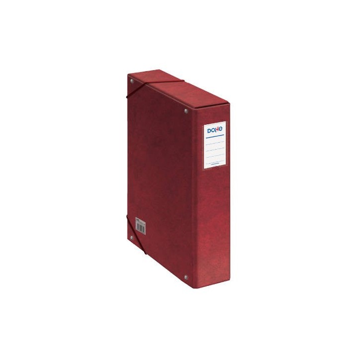cajas de proyectos carton forrado lomo de 7 cm rojo con etiqueta 245x350x70 dohe 09737