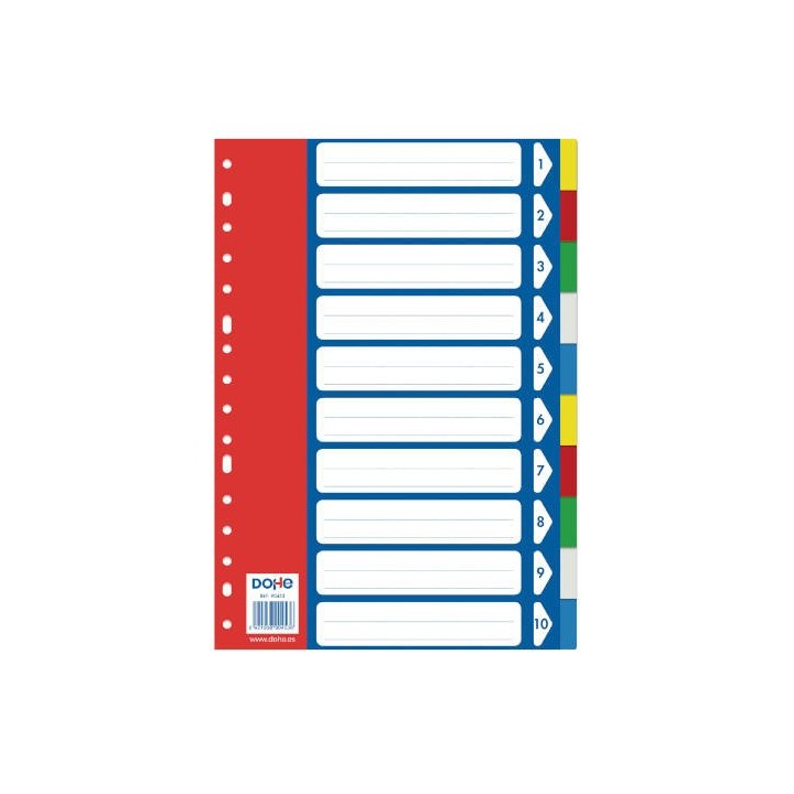 separadores polipropileno 10 posiciones 5 colores folio 227x315 dohe 90453