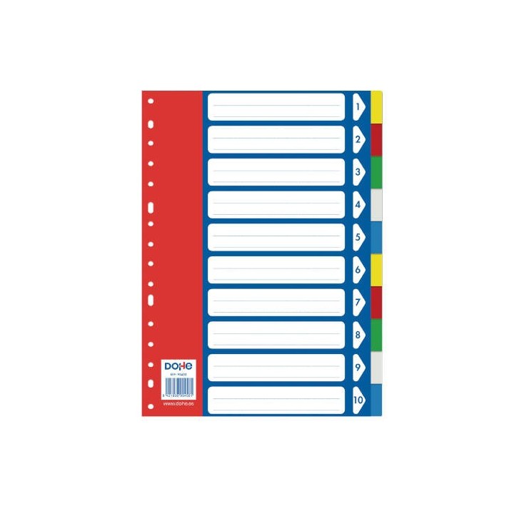 separadores polipropileno 10 posiciones 5 colores a4 225x300 dohe 90458