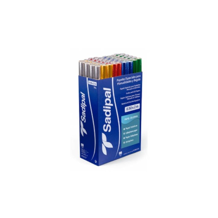 rollo papel celofan semiperforado hoja 50x65 cm 30 gr. amarillo sadipal 12506