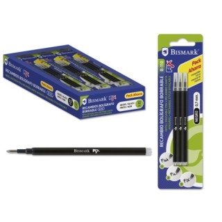 set 3 unidades recambio boligrafo borrable negro bismark 327533