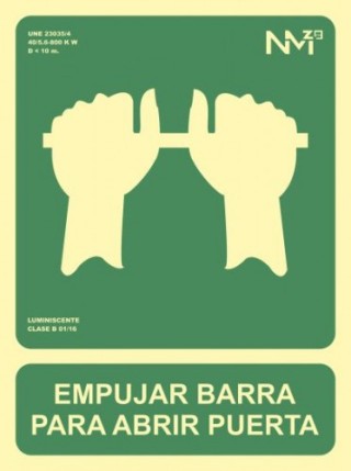 senal empujar barra para abrir puerta 224x300 pvc verde archivo 2000 6170-01h ve