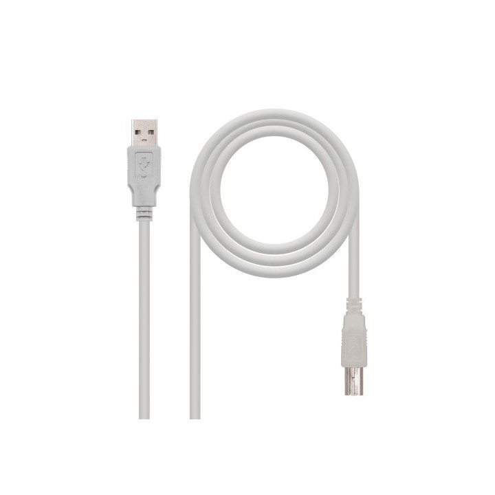 nanocable cable usb 2.0 impresora, tipo a/m-b/m, beige, 1.8 m