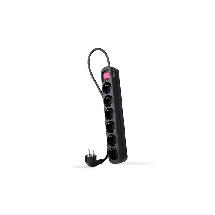 nanocable regleta 6 tomas 1.4m nanocable con interruptor negro -  250v -  proteccion