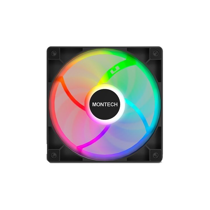 ventilador 120x120 montech gf120 pwm black pack 3 + hub 120mm argb 1600rpm pwm