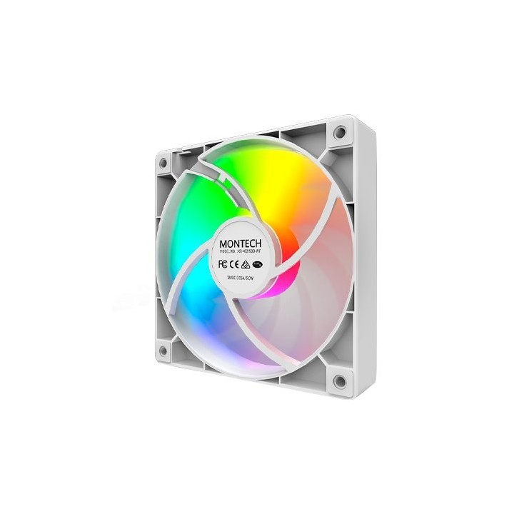 ventilador 120x120 montech gf120 pwm white 120mm argb 1600rpm pwm