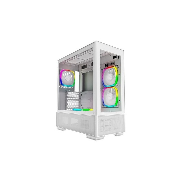 torre atx montech sky two white frontal vidrio 4 vent argb gpu max168mm vga max400