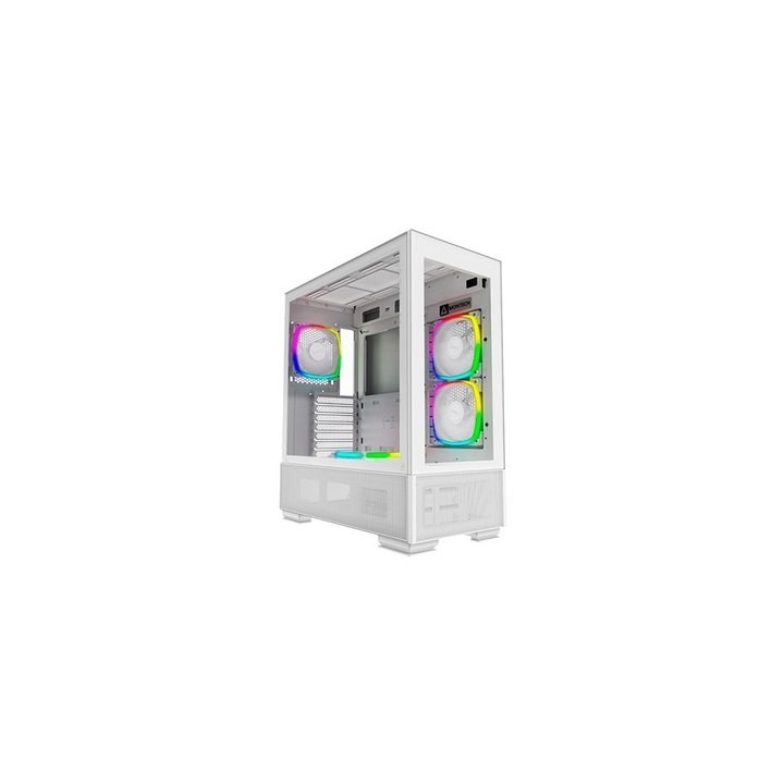 torre atx montech sky two white frontal vidrio 4 vent argb gpu max168mm vga max400