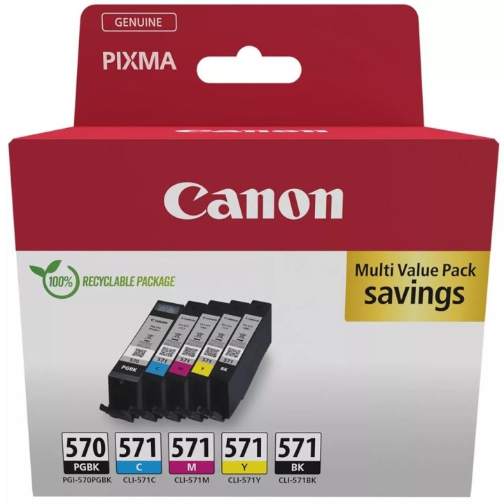 canon multipack canon pgi - 570 + cli - 571 pgbk -  bk -  c -  m -  y