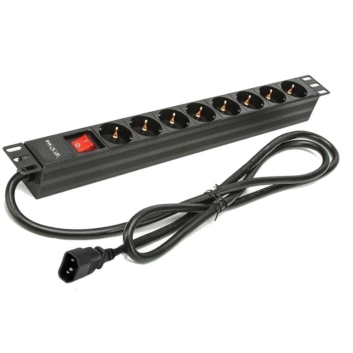 phasak regleta phasak 8 tomas con interruptor 2m negro -  sfo c14