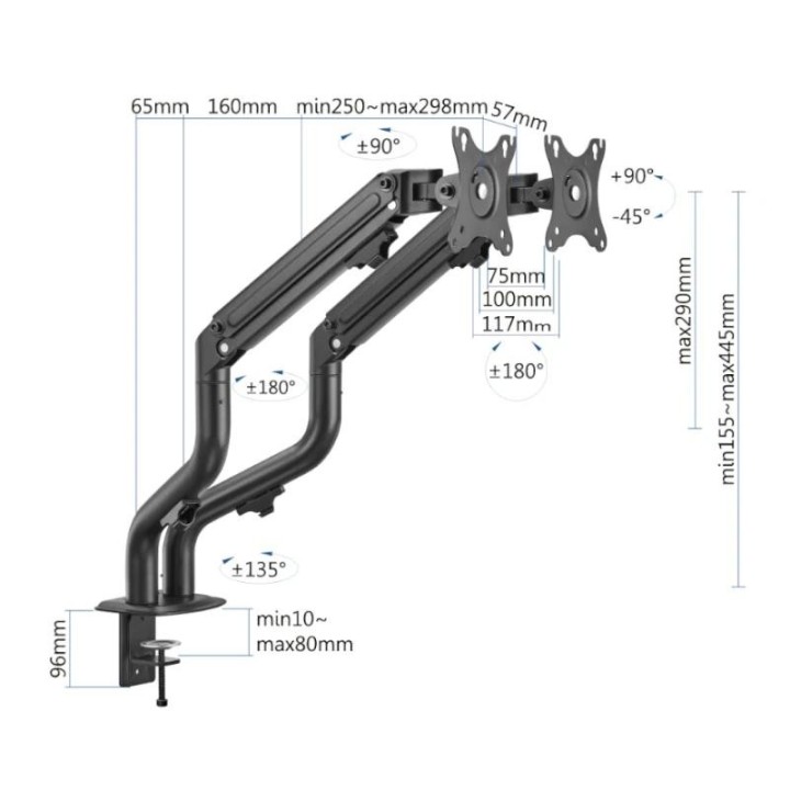 iggual spmp02 soporte pinza 2 monitores 17-32pro