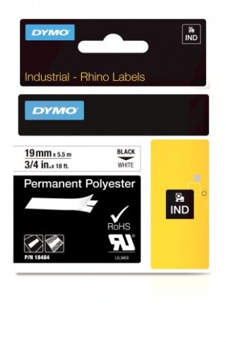 dymo cinta rotuladora rhinopro poliester 19mmx5.5m negro/blanco dymo 18484