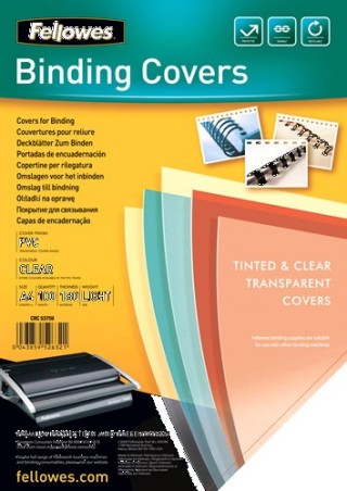 fellowes pack 100 portadas pvc transparente cristal 180 micras a4 fellowes 5375901