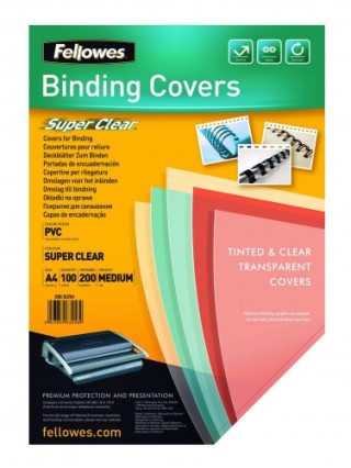 fellowes pack 100 portadas pvc transparente cristal 150 micras a4 fellowes 5376001