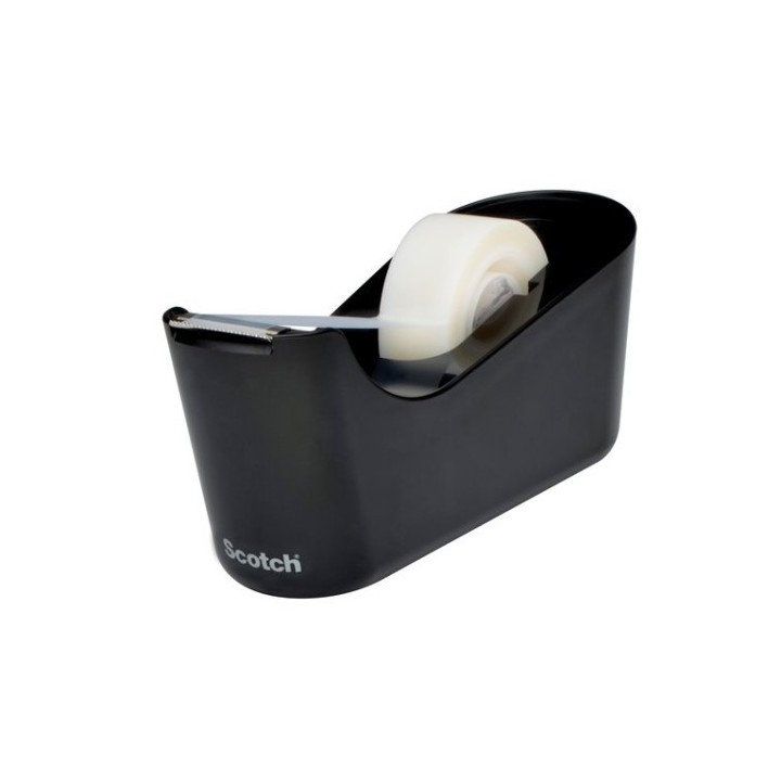 scotch dispensador portarrollos c18 de sobremesa color negro con rollo cinta invisible 19mm x 33m ma