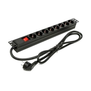 regleta 8 tomas 1.5m phasak negro 8 tomas 16a 19  estructura aluminio interruptor