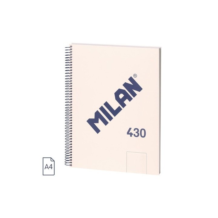 milan cuaderno a4 con espiral y tapa dura, 80 hojas blancas de 95 gr/m, coleccion 430 since 1918, be