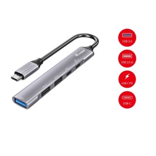 equip hub usb tipo c 3.2 equip life 1 x usb 3.2 - 2 x usb 2.0 - 2 x usb tipo c - 100w - aluminio