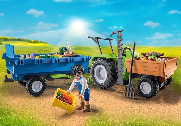 playmobil playmobil tractor con remolque
