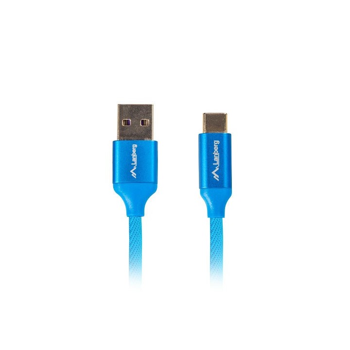 lanberg cable usb lanberg 2.0 macho - usb tipo c macho quick charge 3.0 1.8m azul