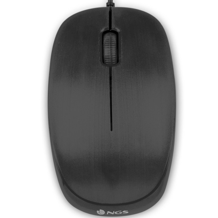 ngs raton con cable ngs flame - optico - 1000dpi - 2 botones + scroll -  ergonomico - usb - negro